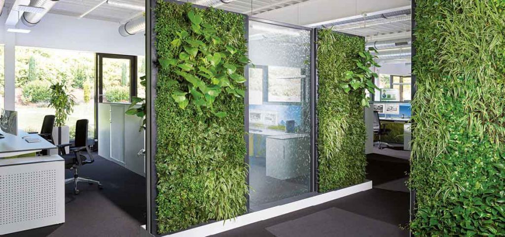 Indoor Workspaces with Artificial Plant Walls