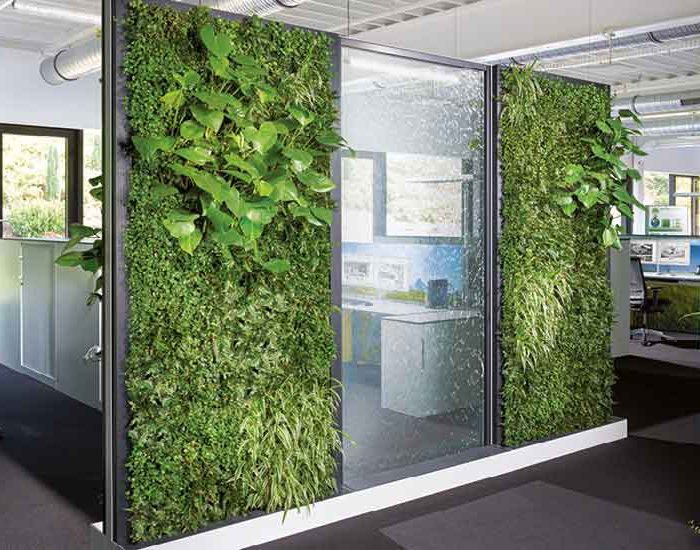 Indoor Workspaces with Artificial Plant Walls