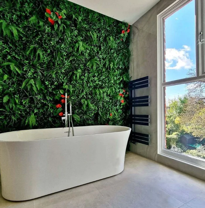 artificial plant walls in bathrooms